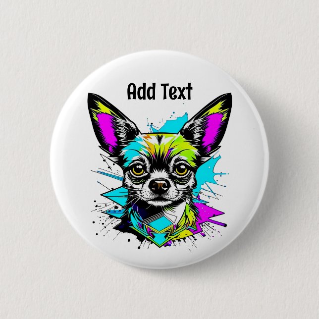 Chihuahua Cyberpunk style Art Personalised 6 Cm Round Badge (Front)