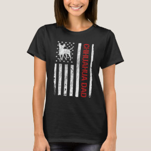 Chihuahua Dad American USA Flag Funny Chihuahua Ow T-Shirt