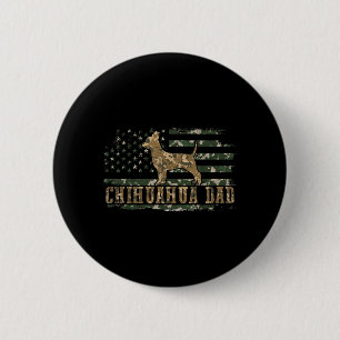 Chihuahua Dad Camo American Flag Camouflage USA 6 Cm Round Badge