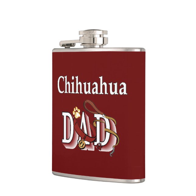 Chihuahua Dad Gifts Hip Flask (Left)
