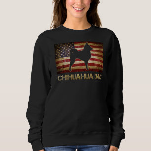 Chihuahua Dad Vintage American Flag Patriotic Dog  Sweatshirt