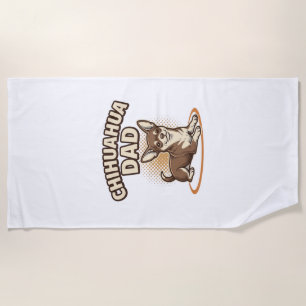 Chihuahua Dad Vintage Engraving Dog Lover Design_1 Beach Towel