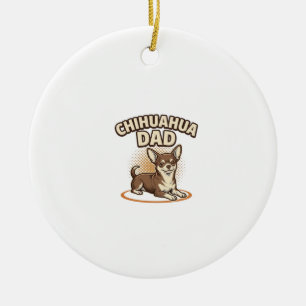 Chihuahua Dad Vintage Engraving Dog Lover Design_1 Ceramic Tree Decoration