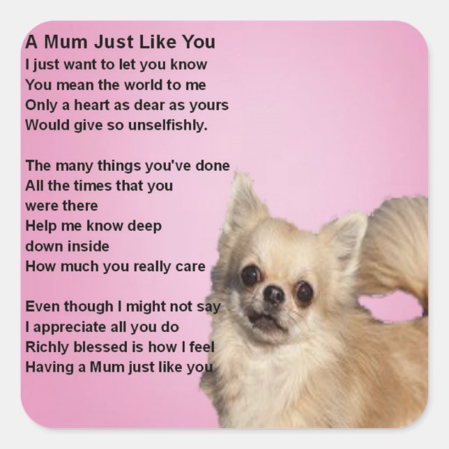 chihuahua Design - Mom Poem Square Sticker (Front)