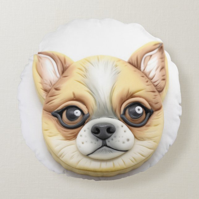 Chihuahua Dog 3D Inspired  Round Cushion (Front)
