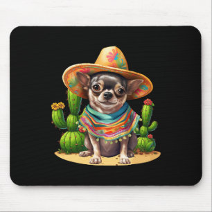 Chihuahua Dog And Sombrero Hat Mexican Fiesta Cinc Mouse Pad