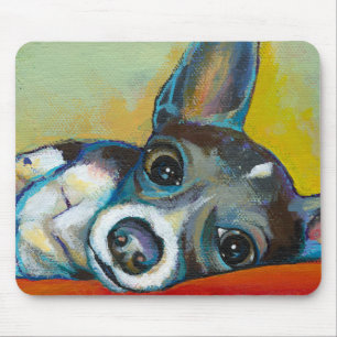 Chihuahua dog art - adorable fun portrait painting mouse pad