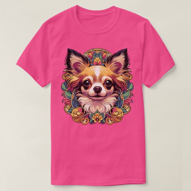 Chihuahua Dog Art Nouveau Dog Lovers Design T-Shirt (Design Front)