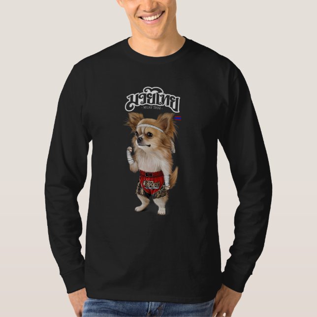 Chihuahua Dog As Muay Thai Kick Boxing Champion T-Shirt (Front)