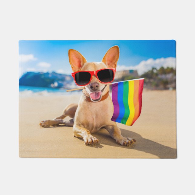 Chihuahua Dog  at the Beach Doormat (Front)