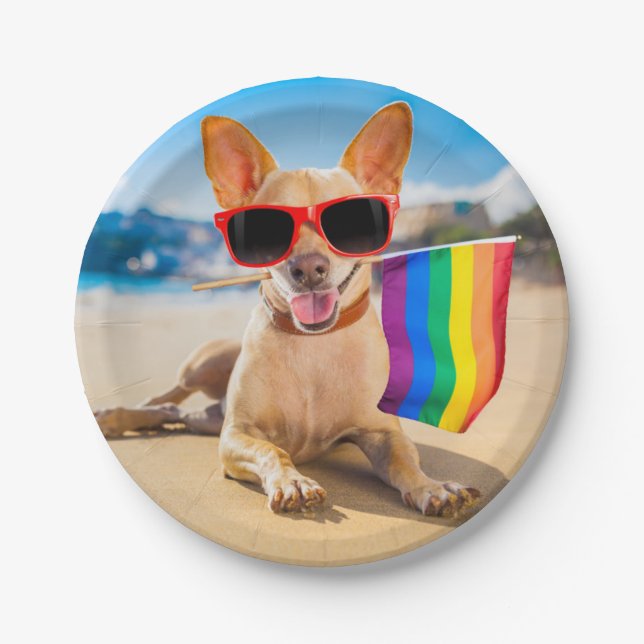 Chihuahua Dog  at the Beach Paper Plate (Front)