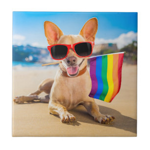 Chihuahua Dog at the Beach Tile