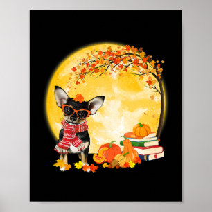 Chihuahua Dog Autumn Fall Pumpkin Truck Mappe Than Poster