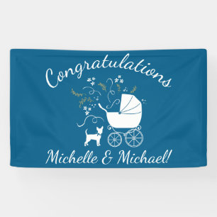 Chihuahua Dog Baby Shower Blue Boy Banner