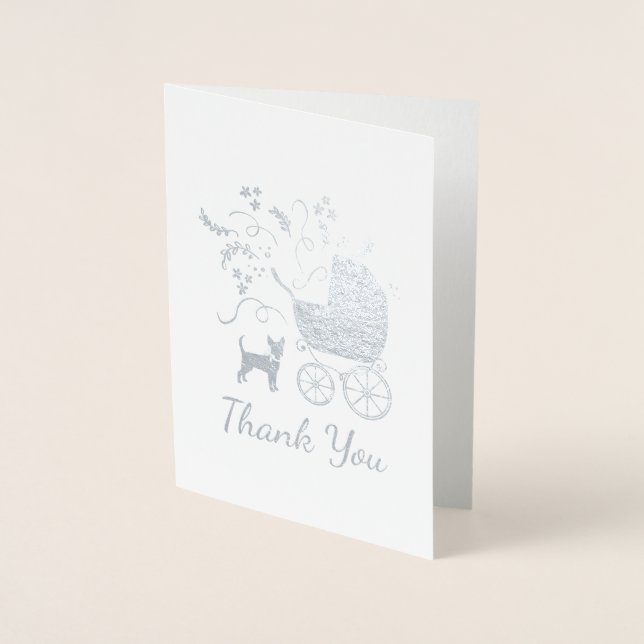 Chihuahua Dog Baby Shower Blue Boy Foil Card (Front)