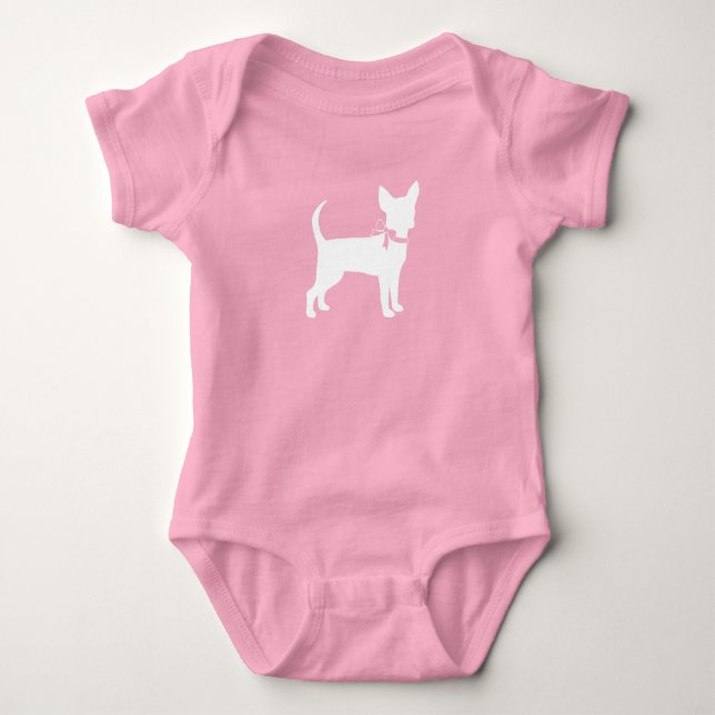 Chihuahua Dog Baby Shower Pink Girl Bodysuit (Front)