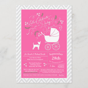 Chihuahua Dog Baby Shower Pink Girl Invitation