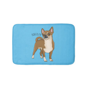 Chihuahua dog cartoon illustration bath mat