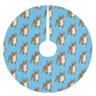 Chihuahua dog cartoon illustration  brushed polyester tree skirt