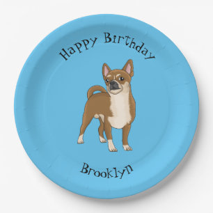 Chihuahua dog cartoon illustration paper plate
