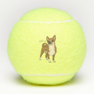 Chihuahua dog cartoon illustration tennis balls