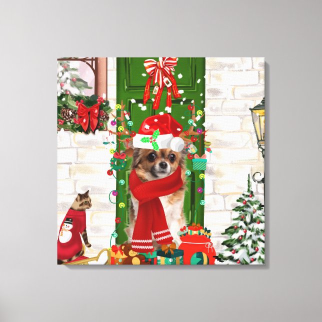 Chihuahua Dog Christmas  Canvas Print (Front)