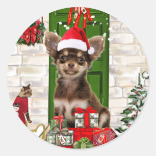 Chihuahua Dog Christmas  Classic Round Sticker