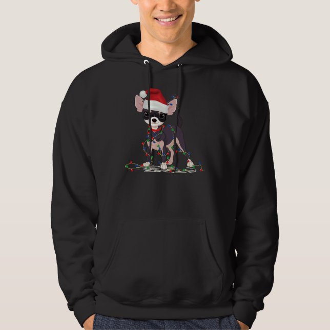 Chihuahua Dog Christmas Light Decor Xmas Pyjamas Hoodie (Front)