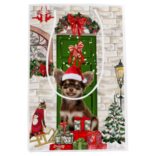 Chihuahua Dog Christmas  Medium Gift Bag