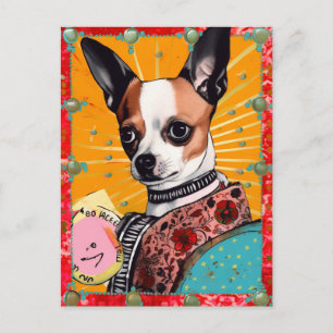 Chihuahua Dog Colourful Collage Postcard