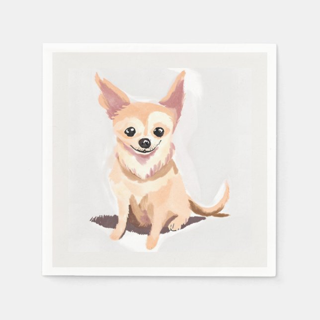 Chihuahua Dog | Cute Dog Pet Puppy Watercolor Napkin (Front)
