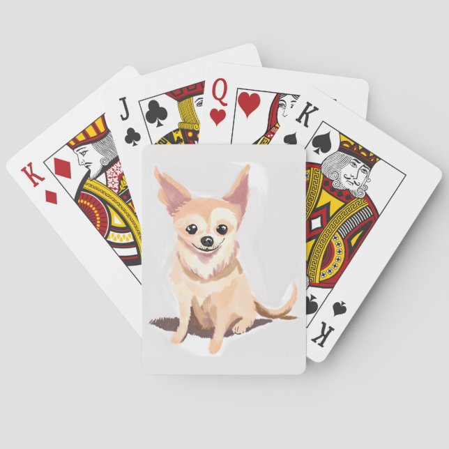 Chihuahua Dog | Cute Dog Pet Puppy Watercolor Playing Cards (Back)