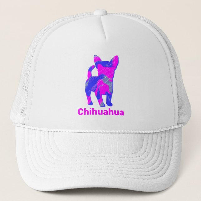 Chihuahua Dog Cute Pink Silhouette Custom Trucker Hat (Front)