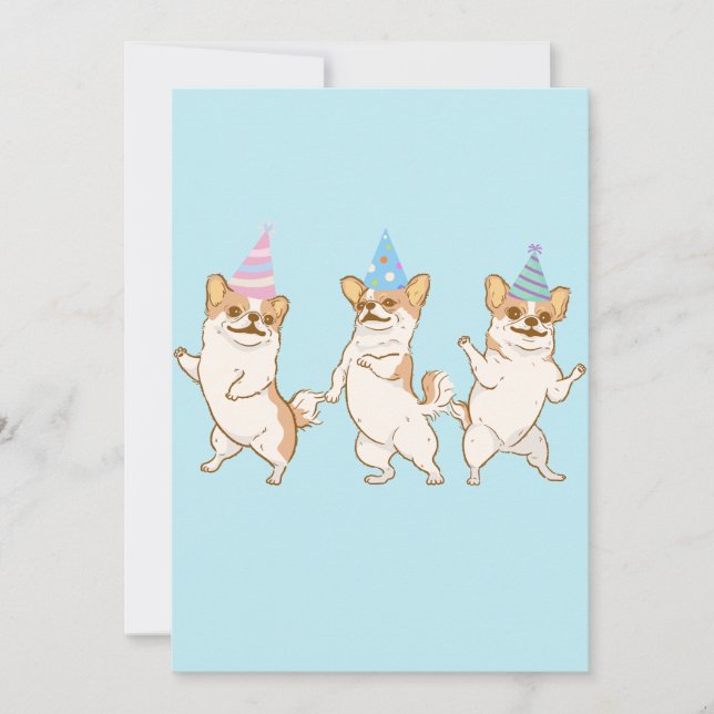 chihuahua dog dancing party holiday card (Front)