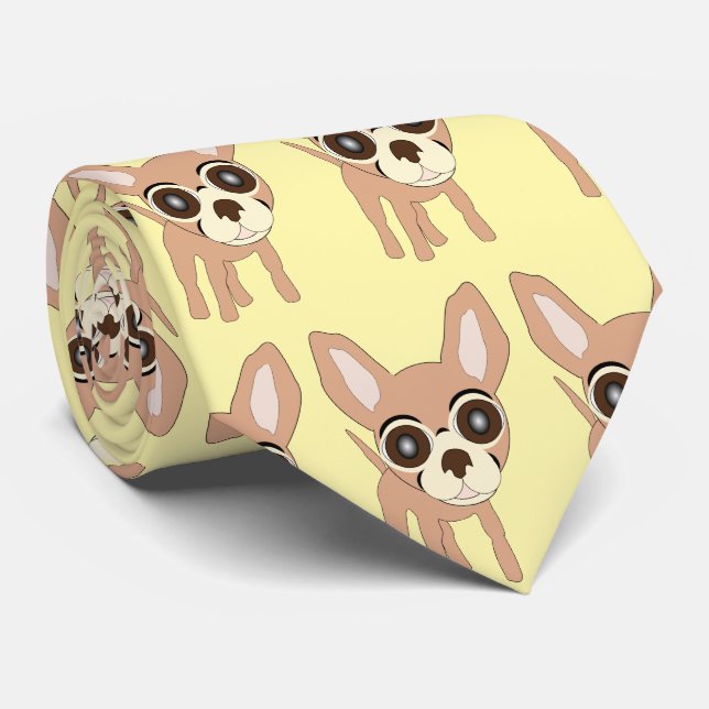 Chihuahua Dog Design Tie (Rolled)
