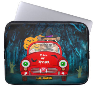 Chihuahua Dog Driving Car Scary Halloween Laptop Sleeve