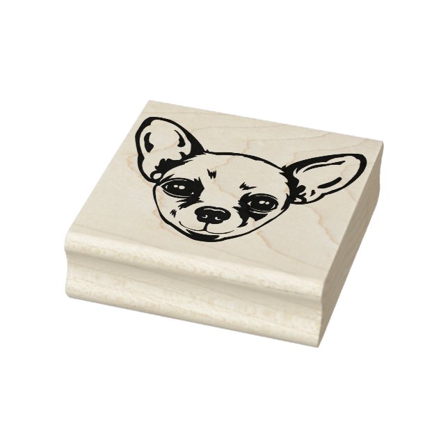 Chihuahua Dog Face Silhouette Rubber Stamp (Stamp)