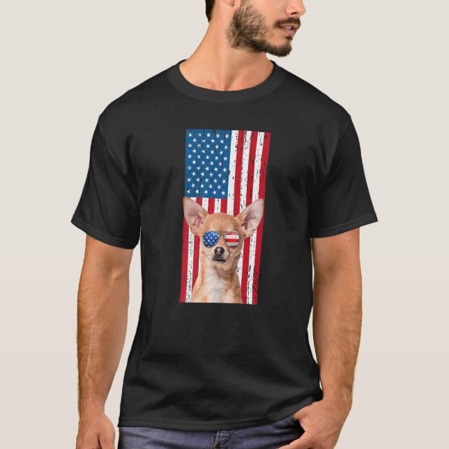 Chihuahua Dog For Men Boys Brown Chiwawa  American T-Shirt (Front)