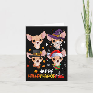 Chihuahua Dog Hallothanksmas Halloween Thanksgivin Card