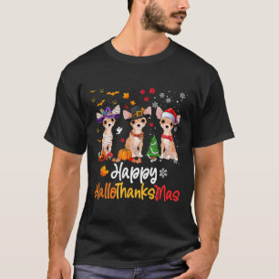 Chihuahua Dog Halloween Christmas Happy Hallothank T-Shirt