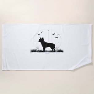 Chihuahua Dog – Halloween Moon Silhouette Classic  Beach Towel