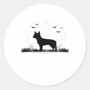 Chihuahua Dog � Halloween Moon Silhouette Classic  Classic Round Sticker