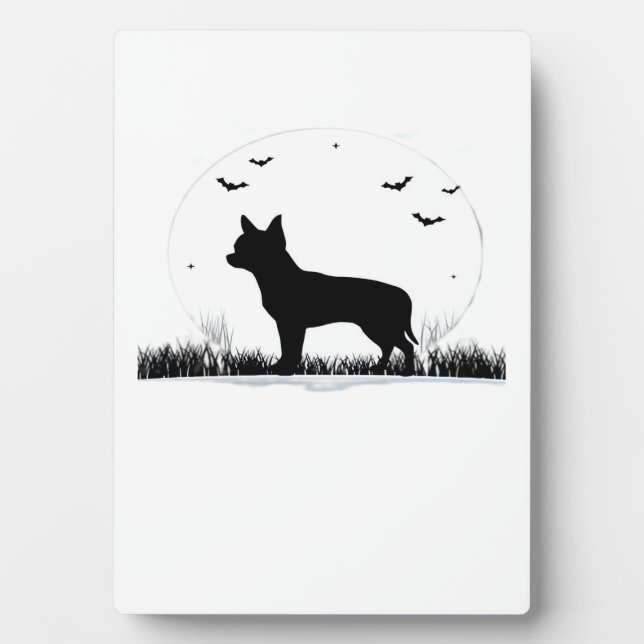 Chihuahua Dog � Halloween Moon Silhouette Classic  Plaque (Front)