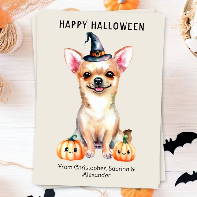 Chihuahua Dog Happy Halloween Holiday Card (Creator Uploaded)