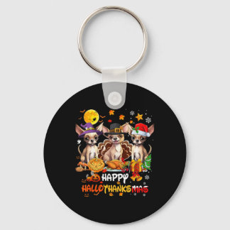 Chihuahua Dog Happy Halloween Thanksgiving Merry C Key Ring