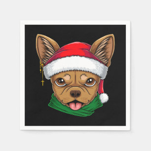 chihuahua dog head wearing santa hat christmas napkin