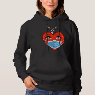Chihuahua Dog Heart In Mask Valentines Day Womens Hoodie