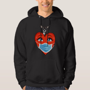 Chihuahua Dog Heart In Mask Valentines Day Womens  Hoodie