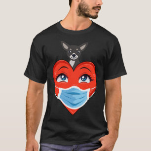 Chihuahua Dog Heart In Mask Valentines Day Womens T-Shirt