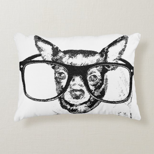 Chihuahua Dog Illustration Drawing Decorative Cushion (Front)